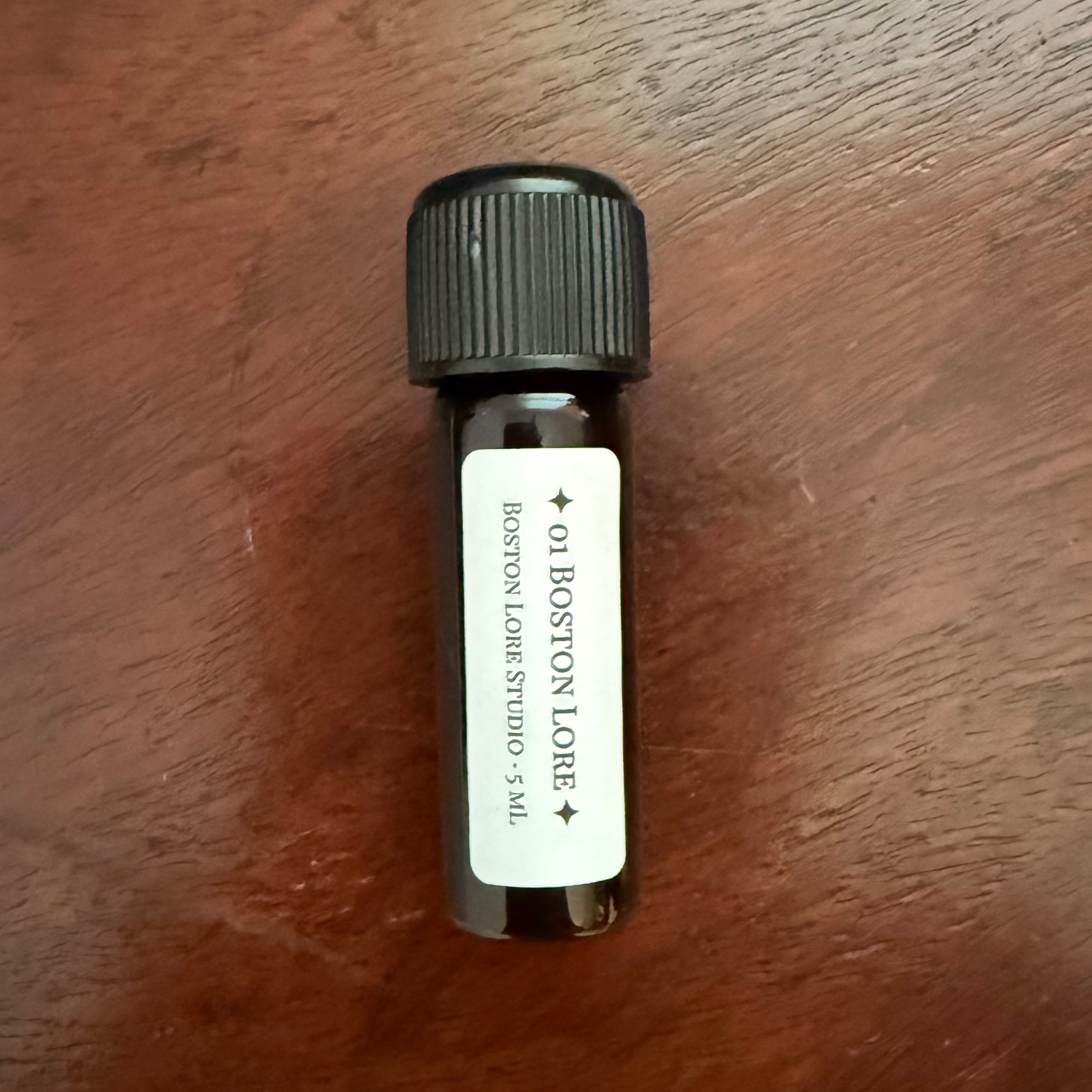 01 Boston Lore fountain pen ink in an upright 5 mL clear glass Archive Bottle