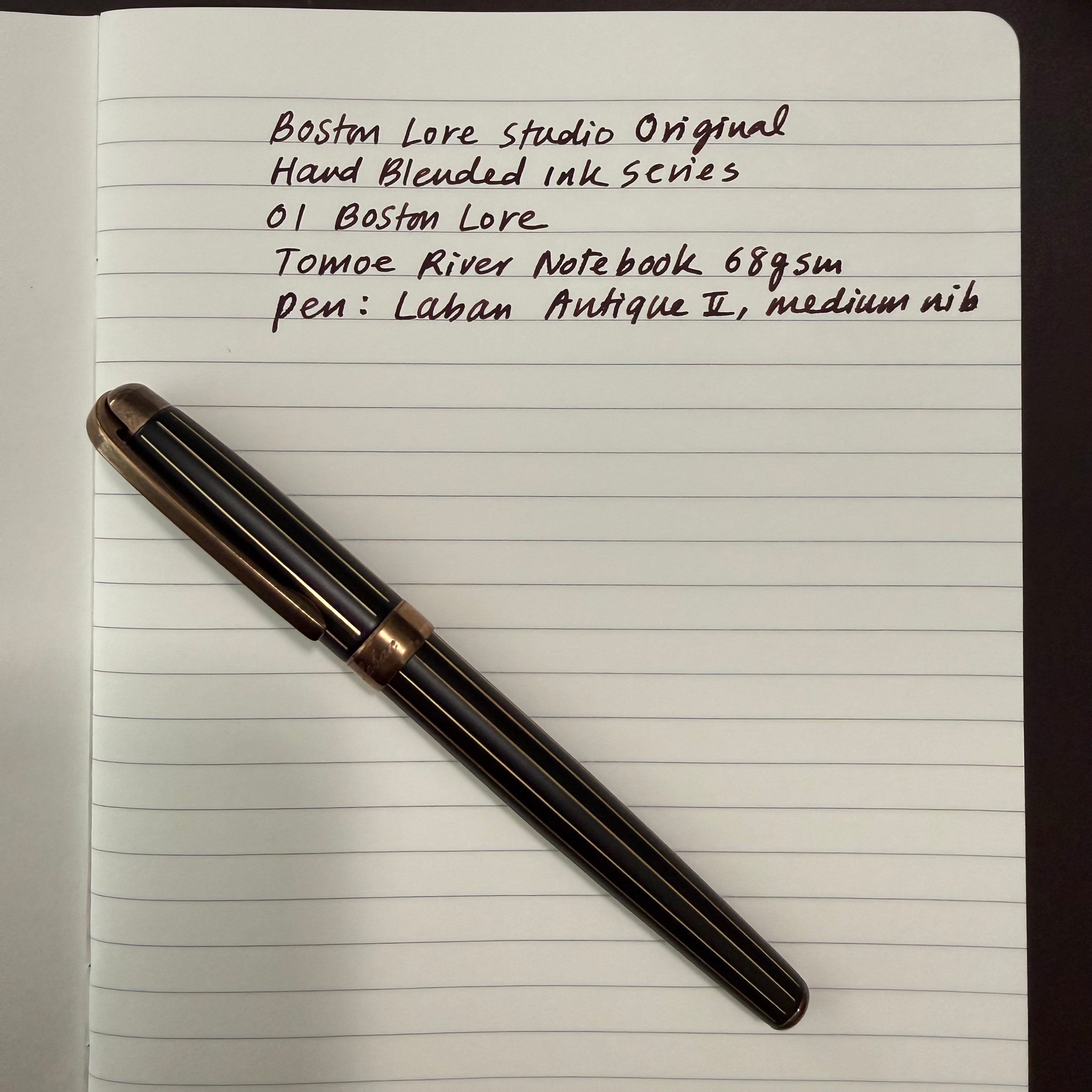Handwriting sample made with 01 Boston Lore hand-blended fountain pen ink
