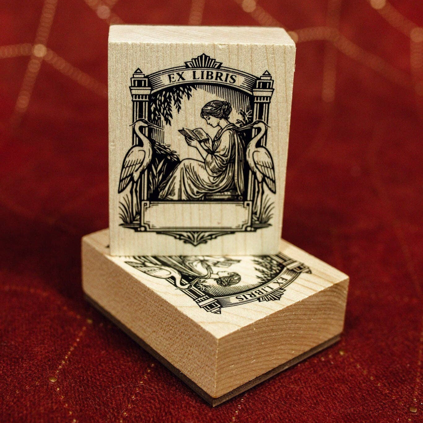 CoraCreaCrafts Ex Libris Art Deco Wooden Stamp