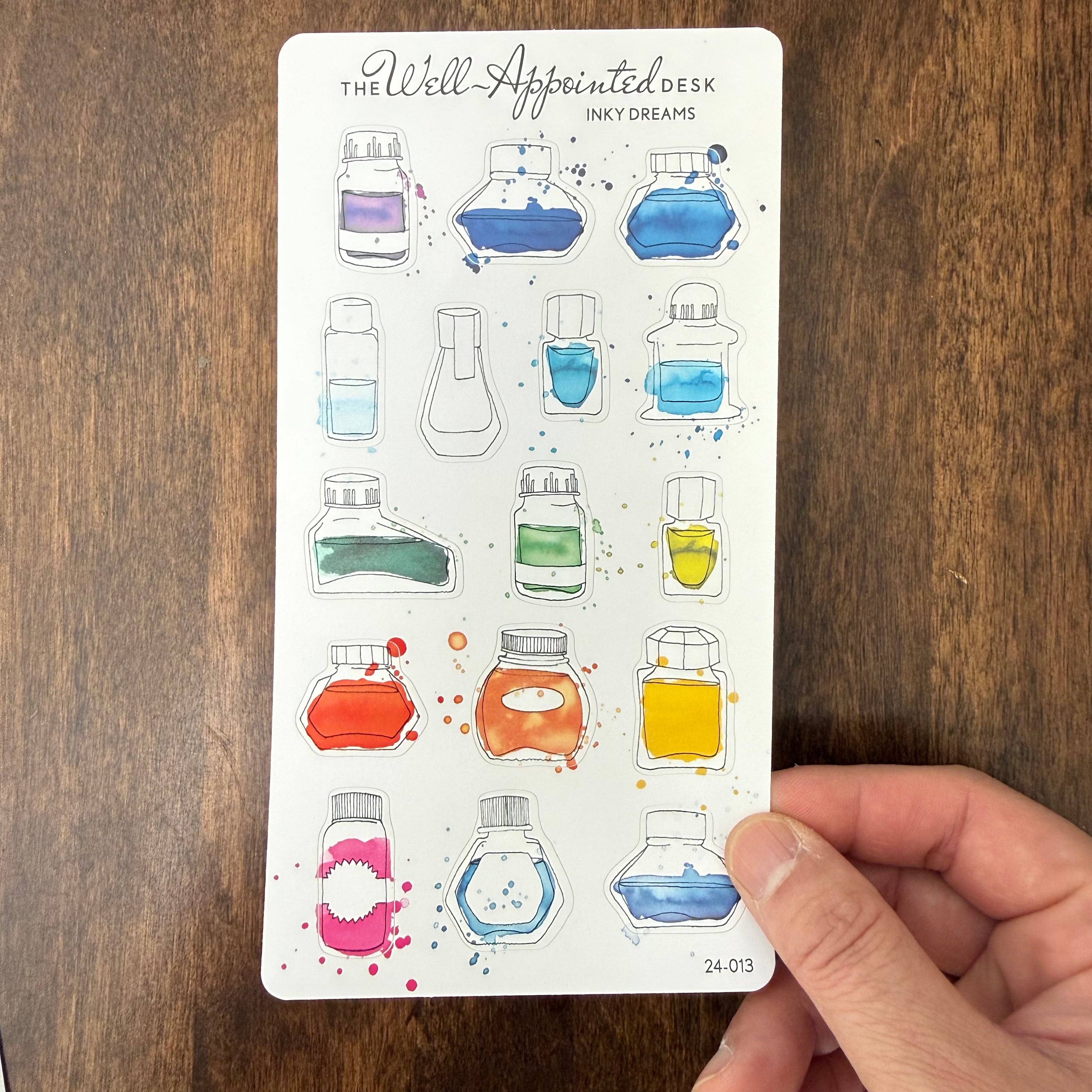 The Well-Appointed Desk — Inky Dreams Ink Bottle Sticker Sheet