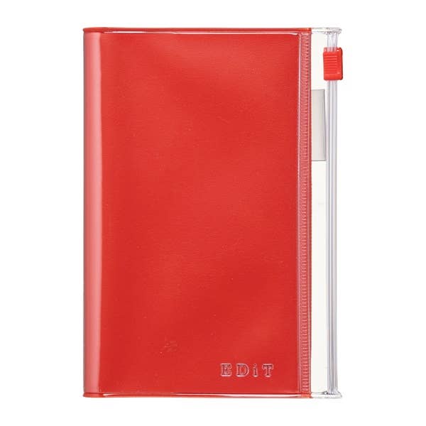 MARK'S EDiT B7 Grid Notebook with Zipper Pocket — Strawberry Red