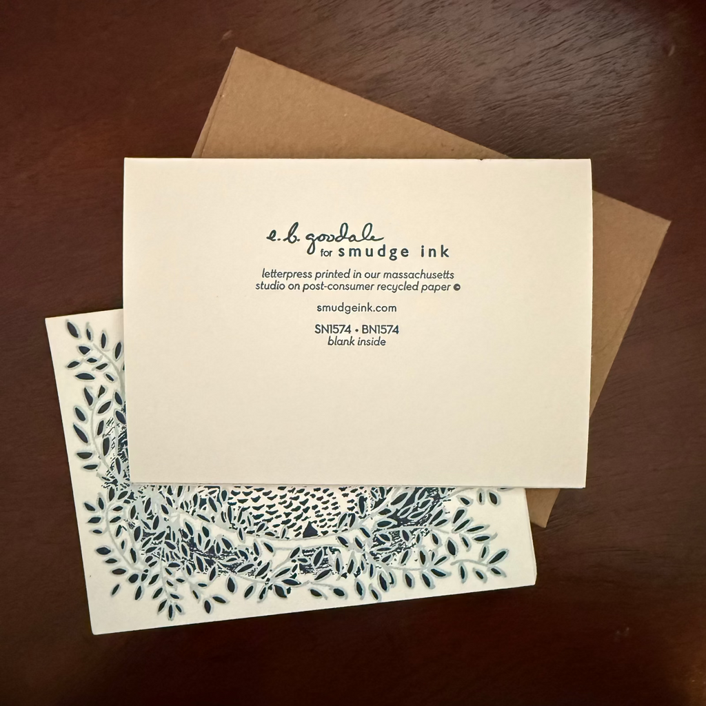 Owls Letterpress Note Cards — Box of 10