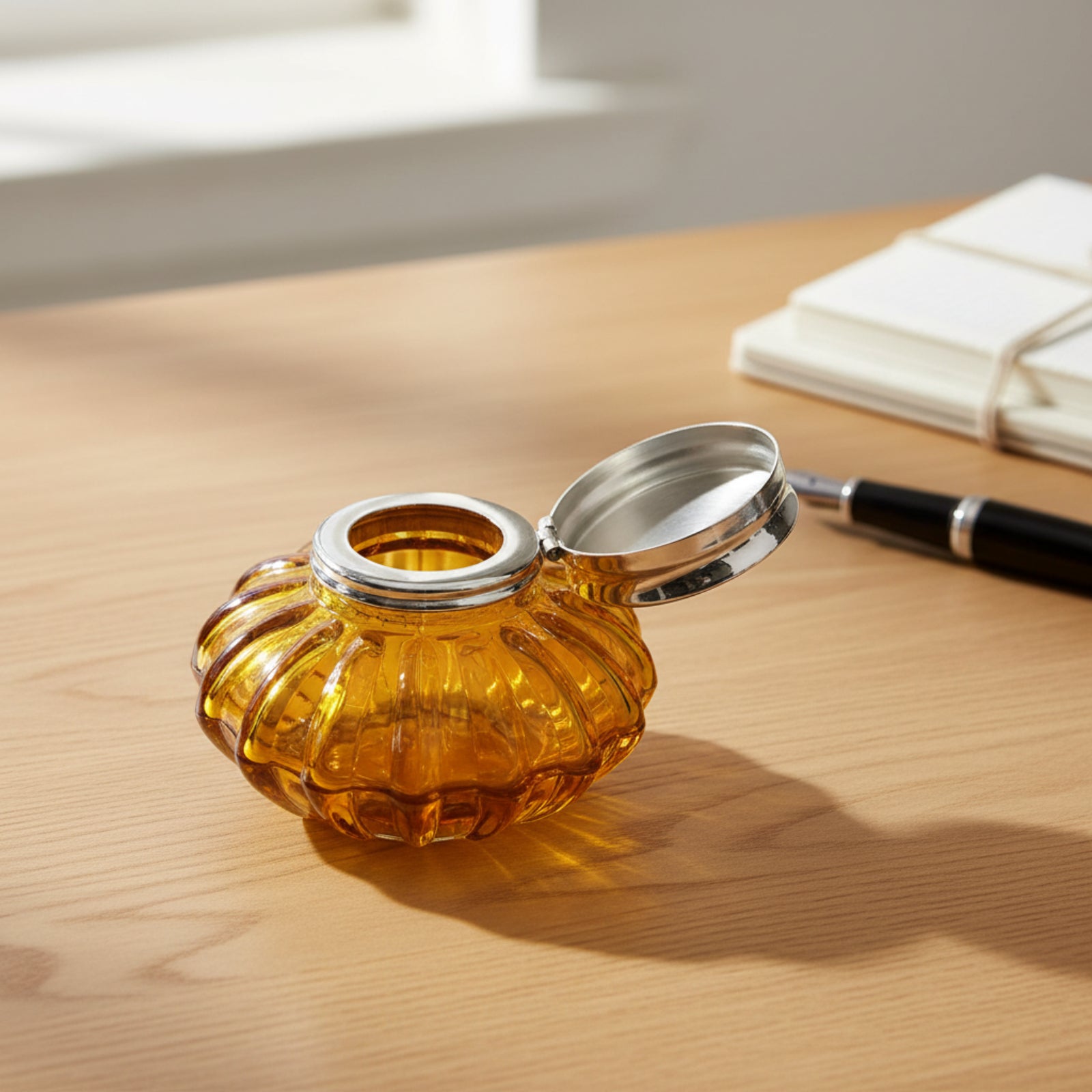 Amber Swirl Glass Inkwell