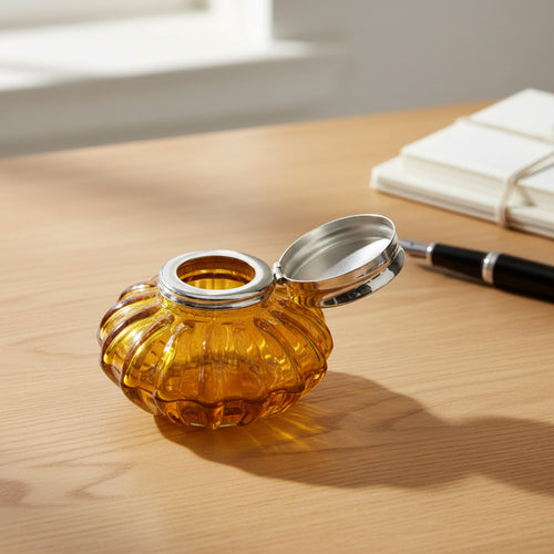 Amber Swirl Glass Inkwell