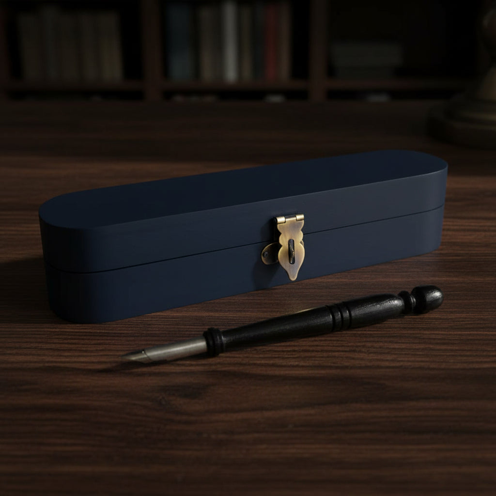 Black Teak Pen Box with Nib Pen
