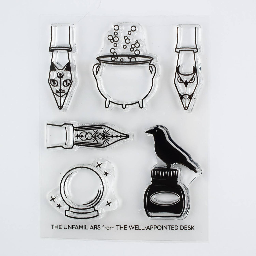 The Well-Appointed Desk - The Unfamiliars - 3"x4" Clear Witchy Stamp Set (6 designs)