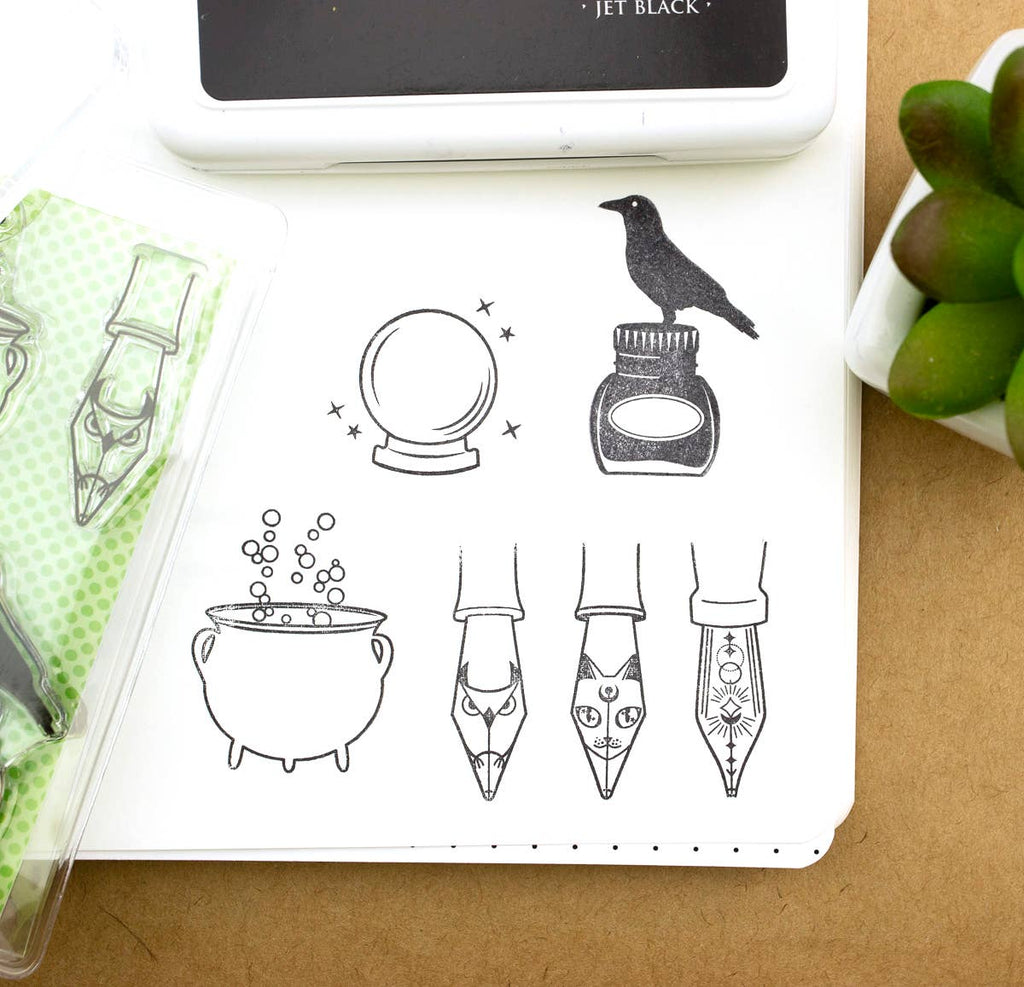 The Well-Appointed Desk - The Unfamiliars - 3"x4" Clear Witchy Stamp Set (6 designs)