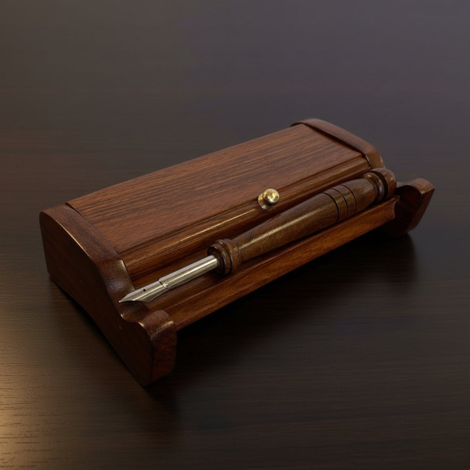Colonial Writing Stand with Two Porcelain Inkwells