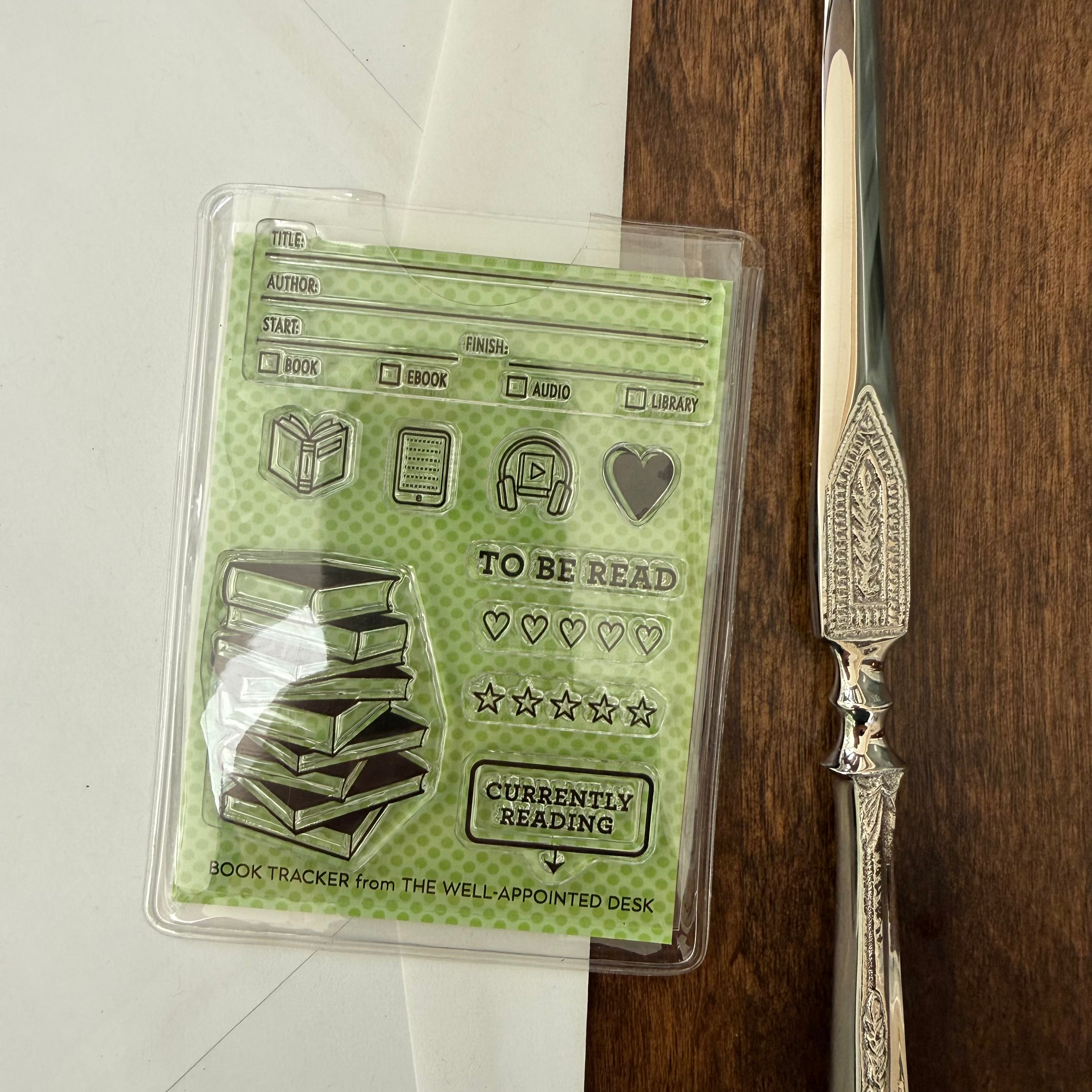 The Well-Appointed Desk — Book Tracker Clear Stamp