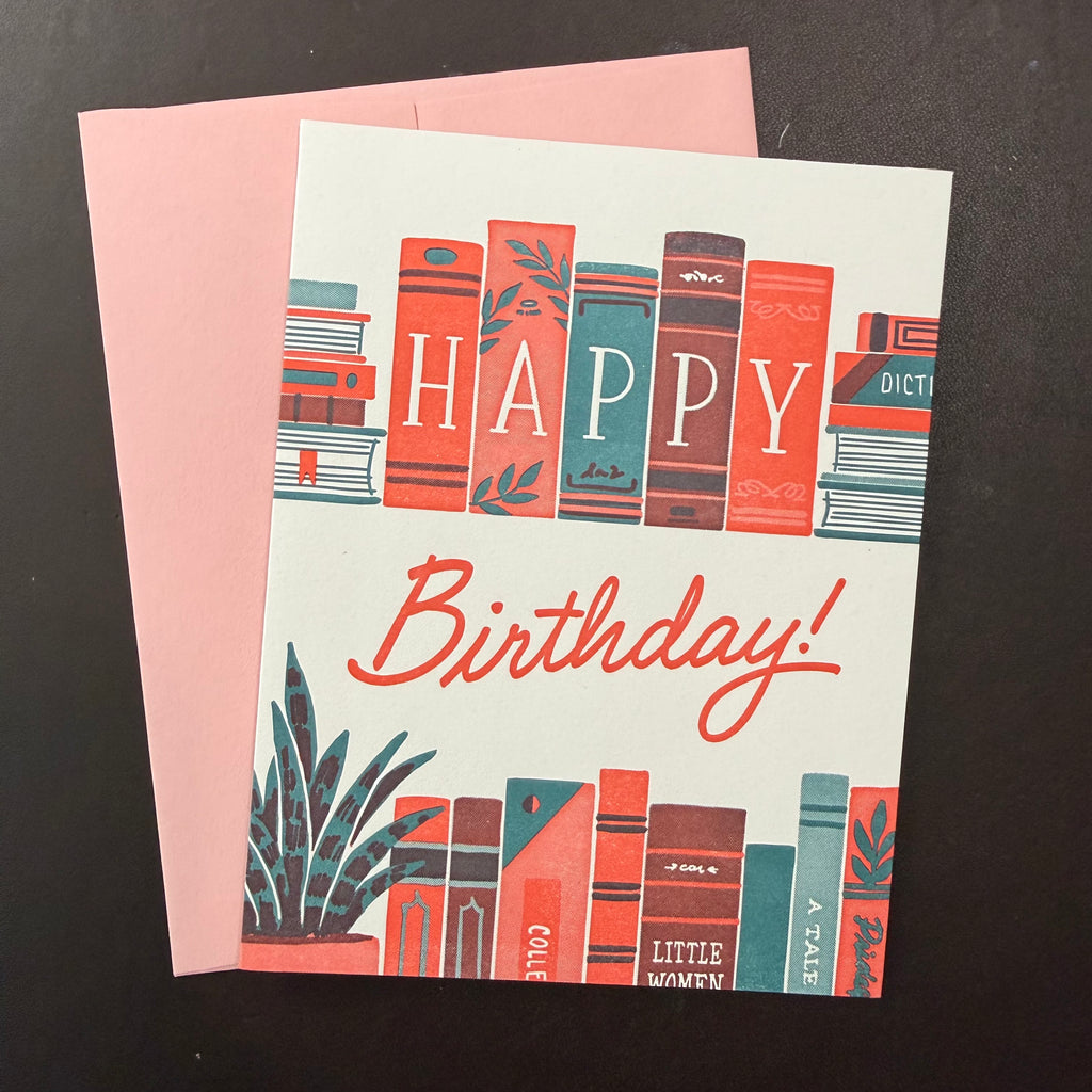 Bookshelf Birthday Letterpress Card