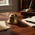 Antiqued Brass Inkwell with Glass Insert