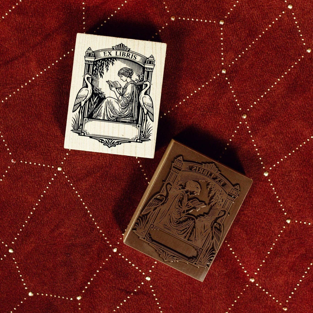 CoraCreaCrafts Ex Libris Art Deco Wooden Stamp