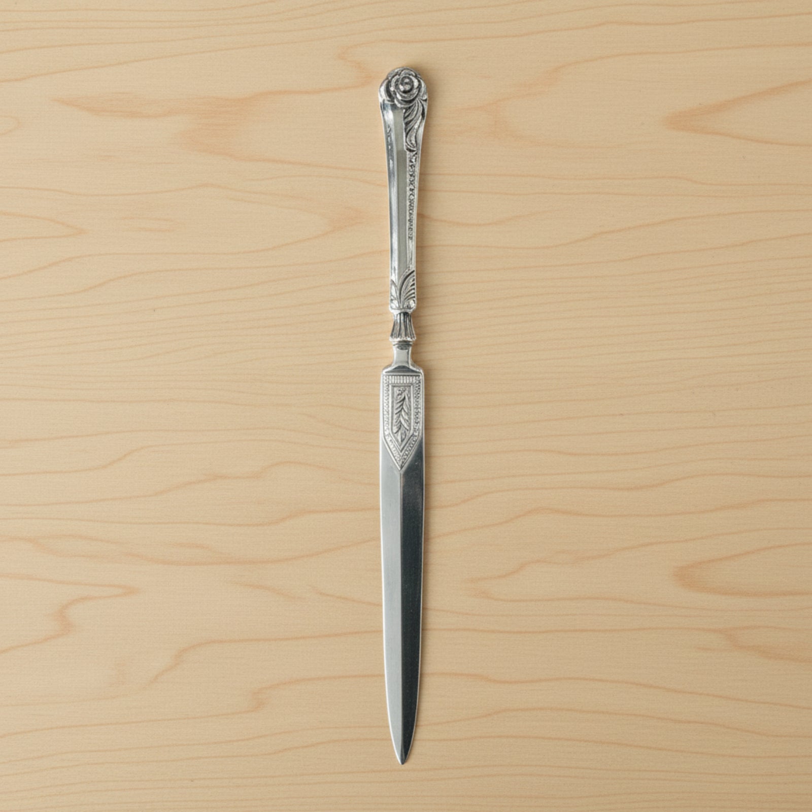 Floral Nickel-Plated Brass Letter Opener