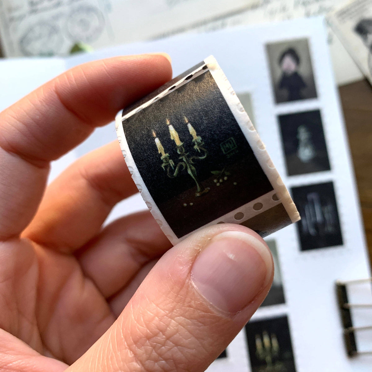 The Creeping Moon Haunted Victorian Manor Stamp Washi Tape — 25 mm × 5 m