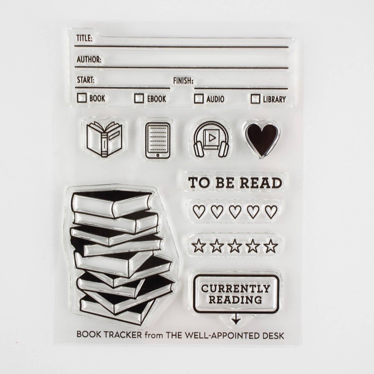 The Well-Appointed Desk — Book Tracker Clear Stamp