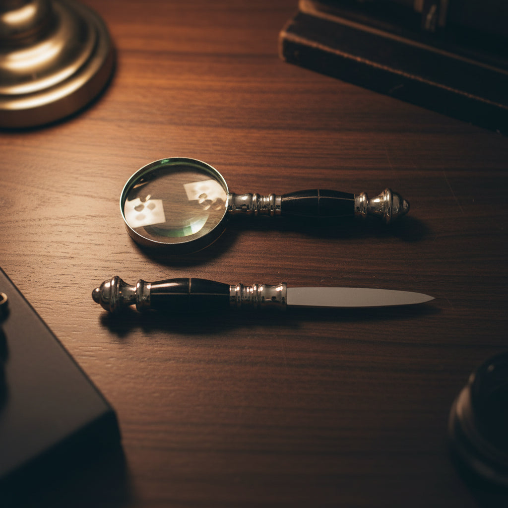 Horn Handle Magnifier & Letter Opener Desk Set