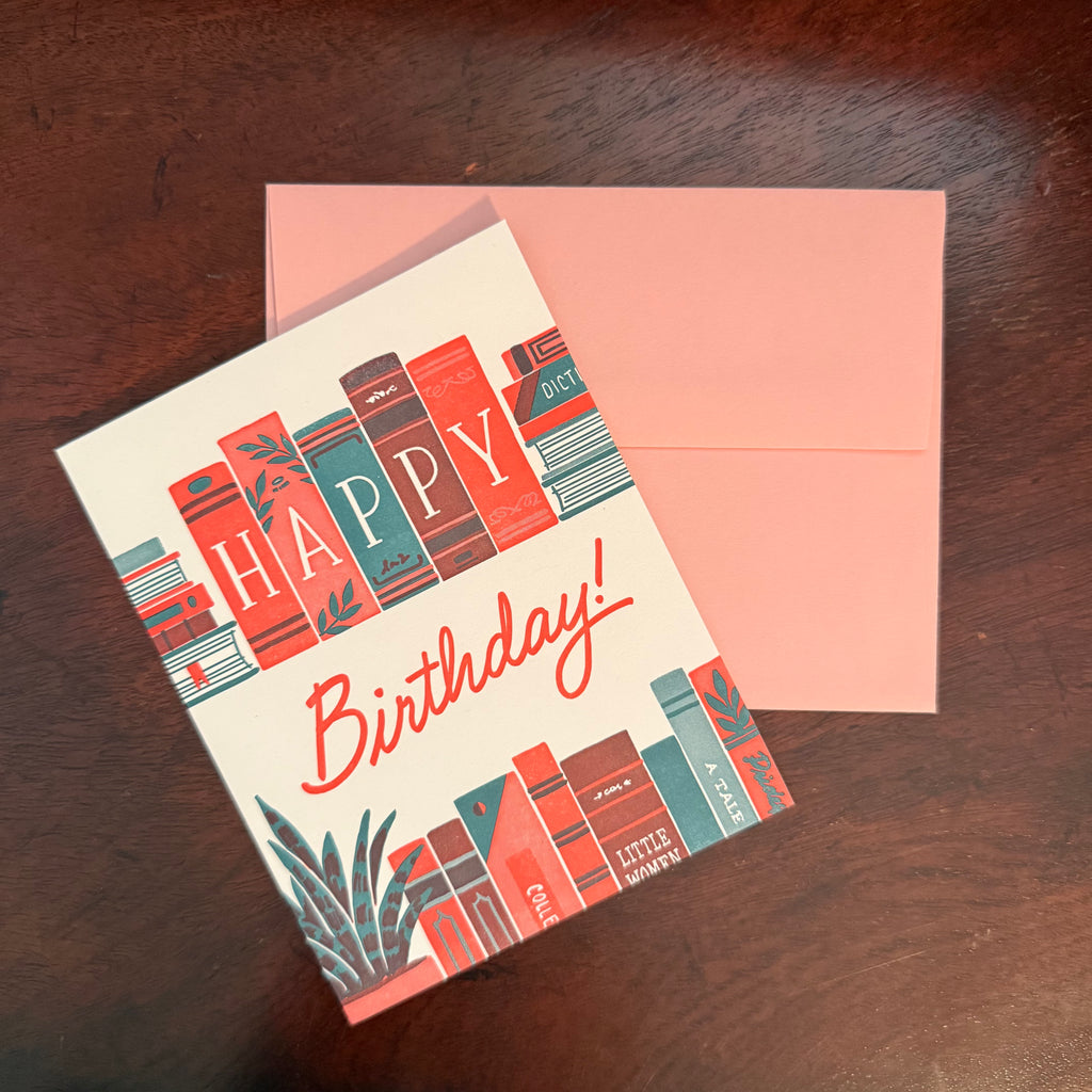 Bookshelf Birthday Letterpress Card