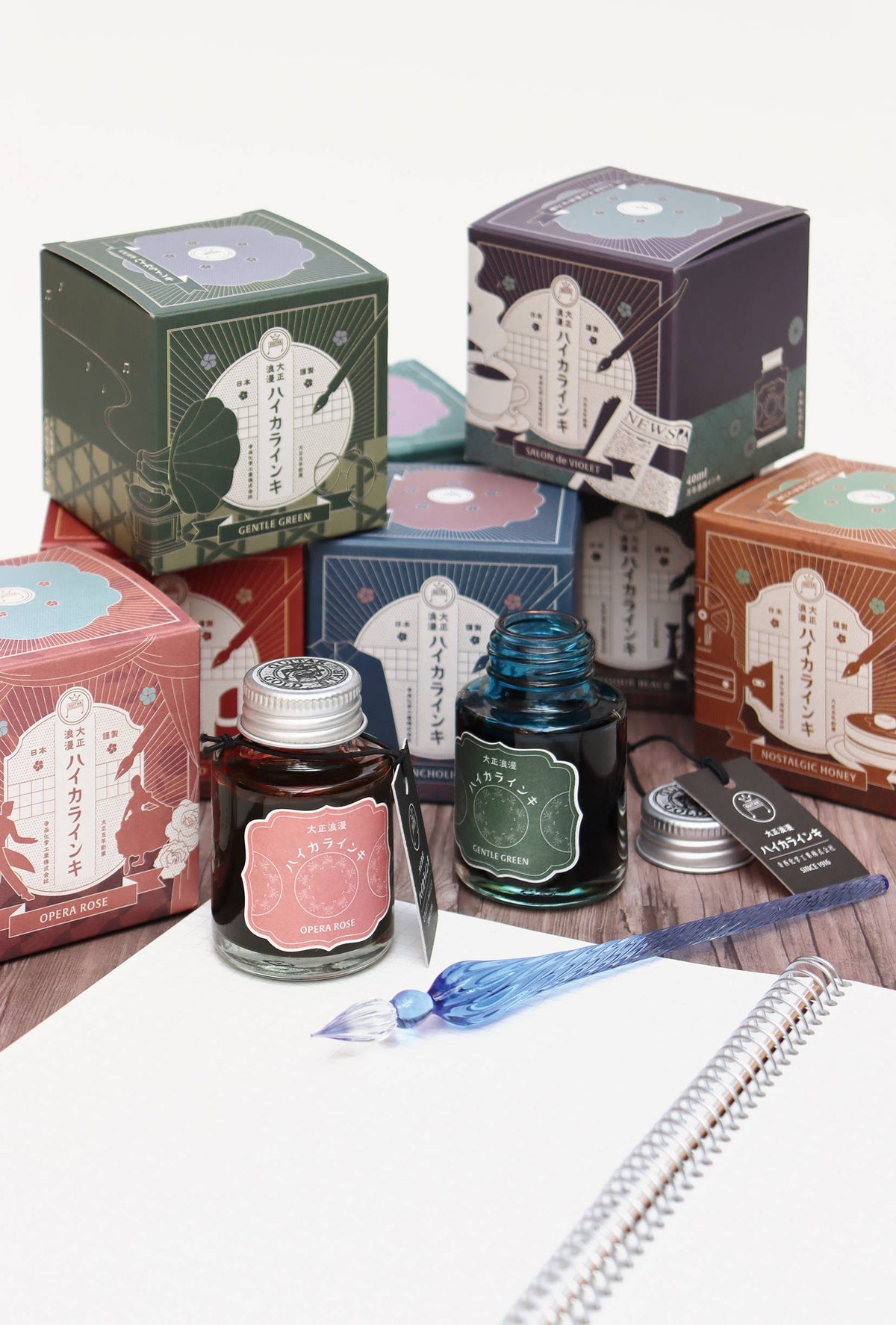NAKABAYASHI Stationery - Teranishi fountain pen ink, Taisho-Roman Haikara 40ml: Smoky Navy