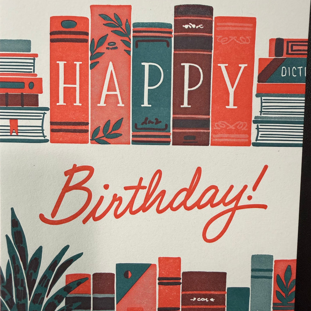 Bookshelf Birthday Letterpress Card