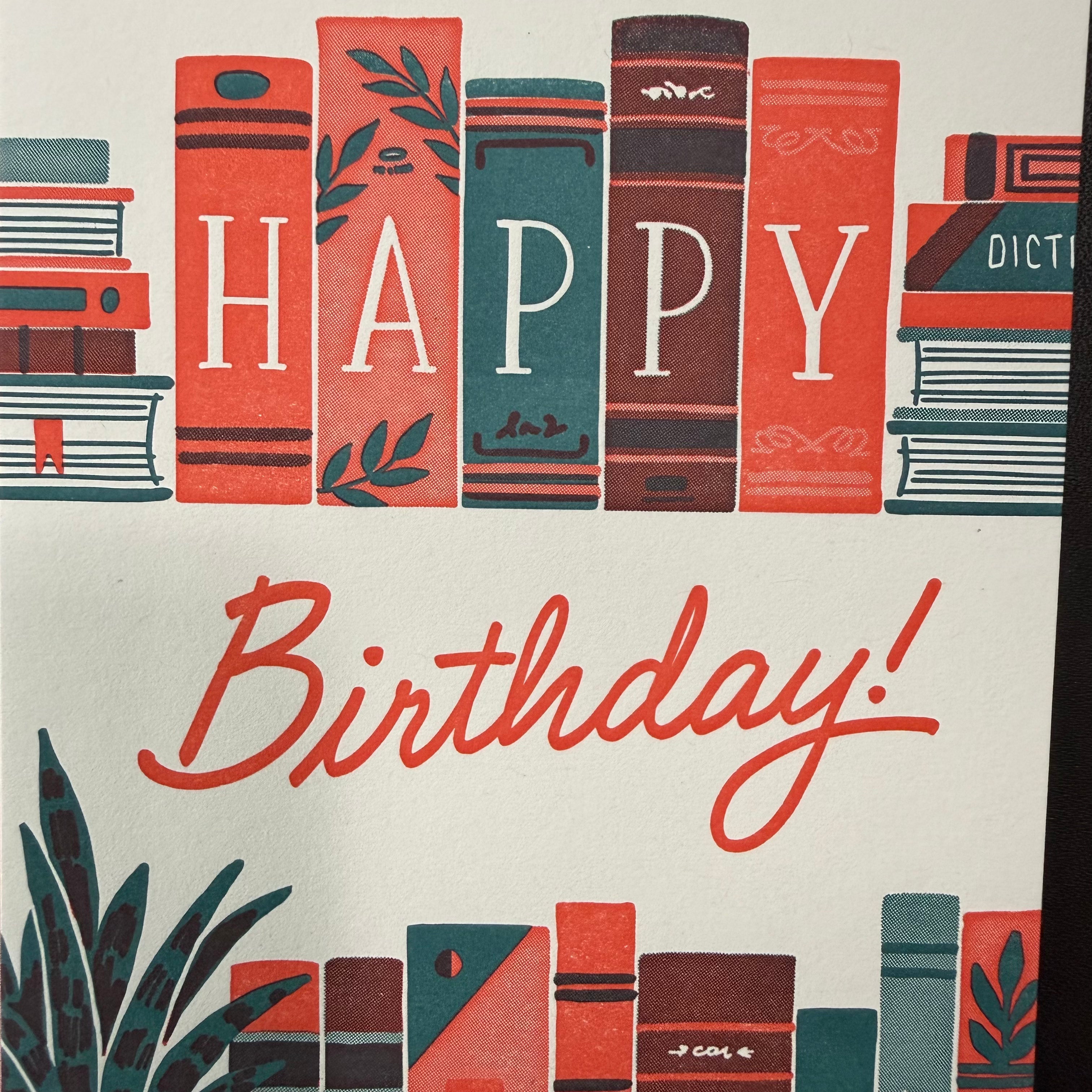 Bookshelf Birthday Letterpress Card