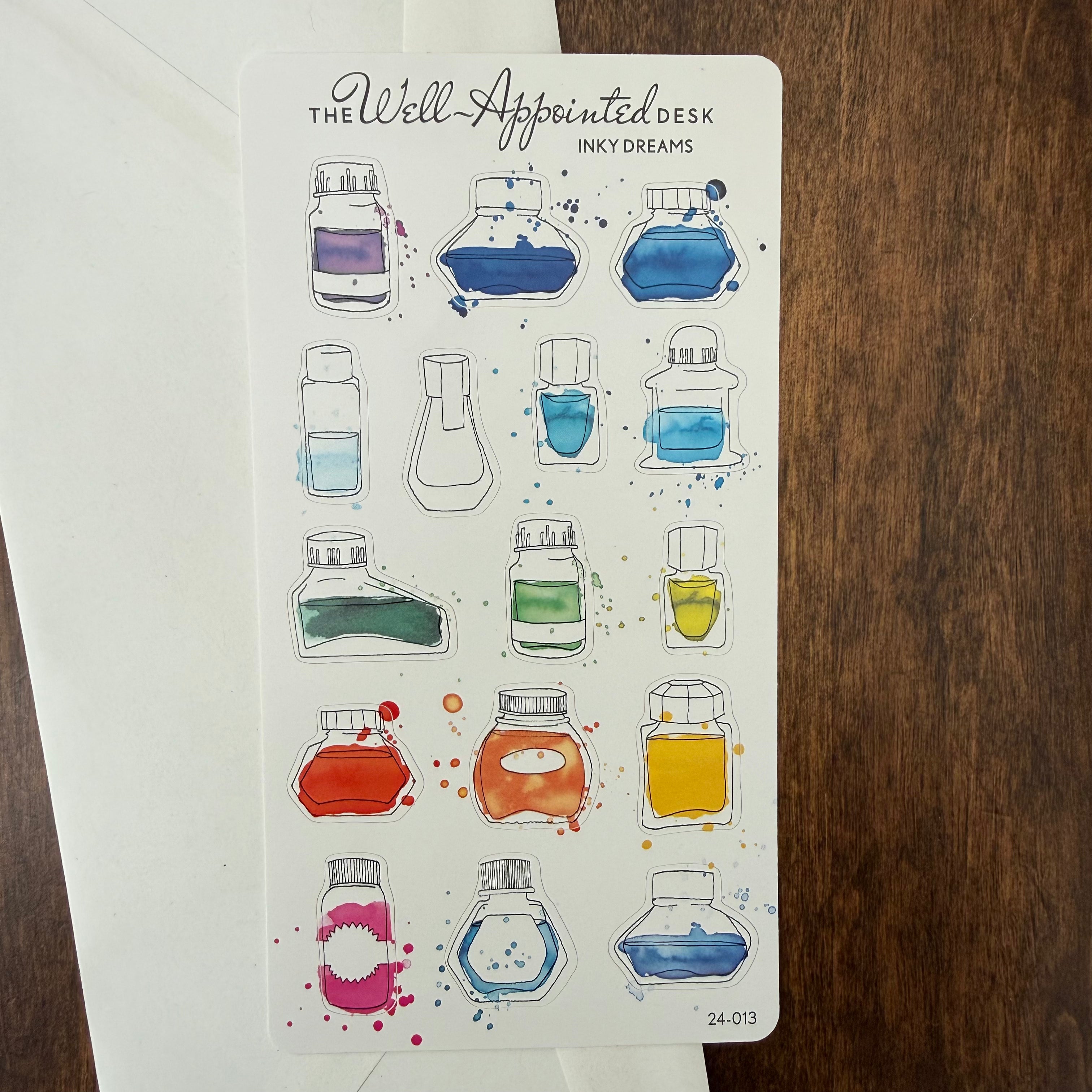 The Well-Appointed Desk — Inky Dreams Ink Bottle Sticker Sheet