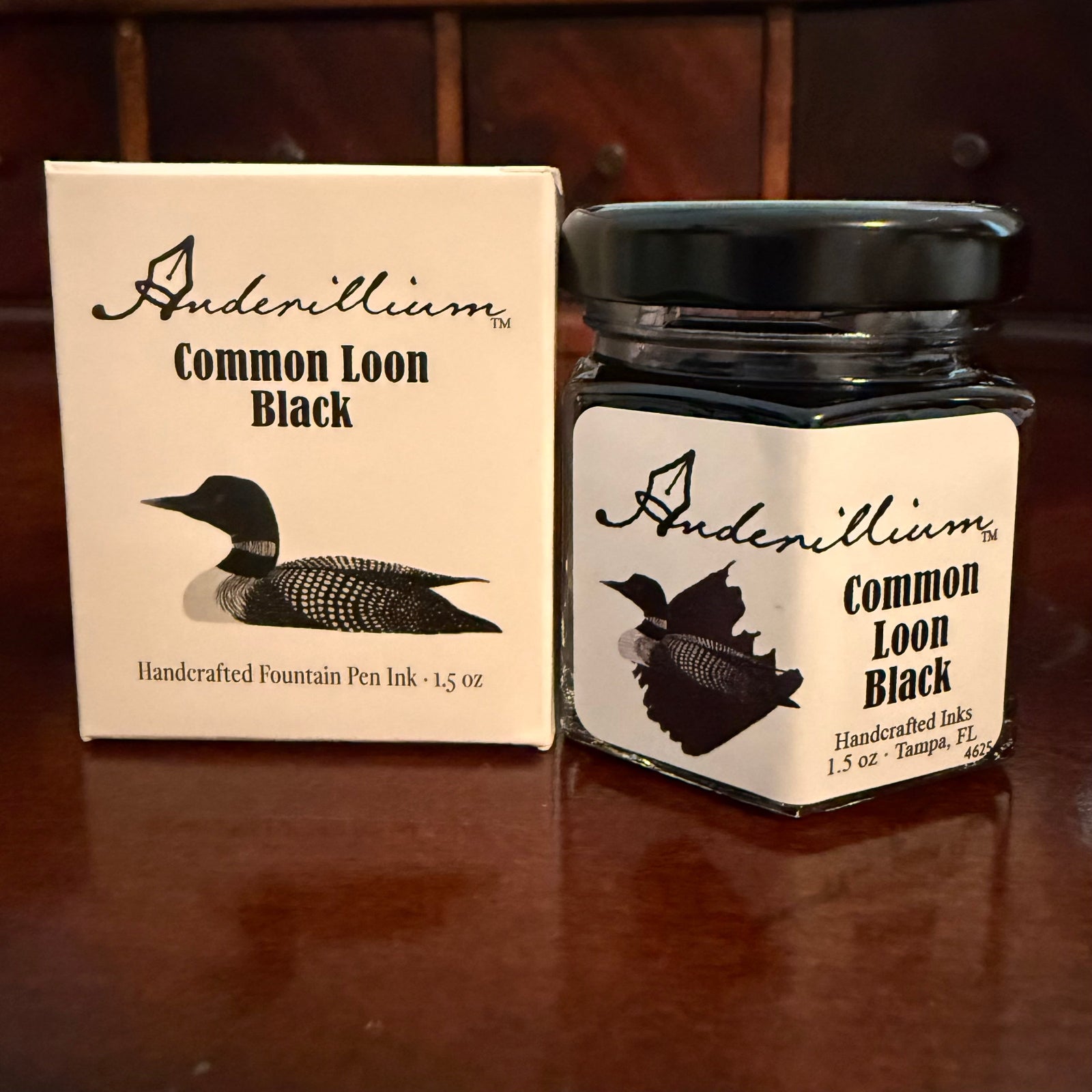 Anderillium Common Loon Black Fountain Pen Ink — 1.5 oz (45 mL)