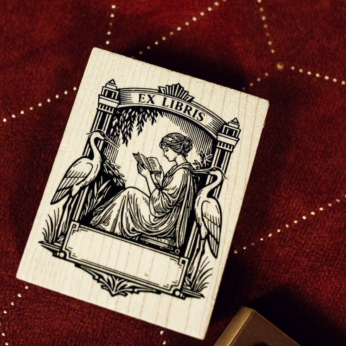 CoraCreaCrafts Ex Libris Art Deco Wooden Stamp