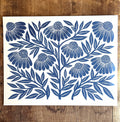 Katharine Watson - Garden Series: Navy Echinacea Risograph Print
