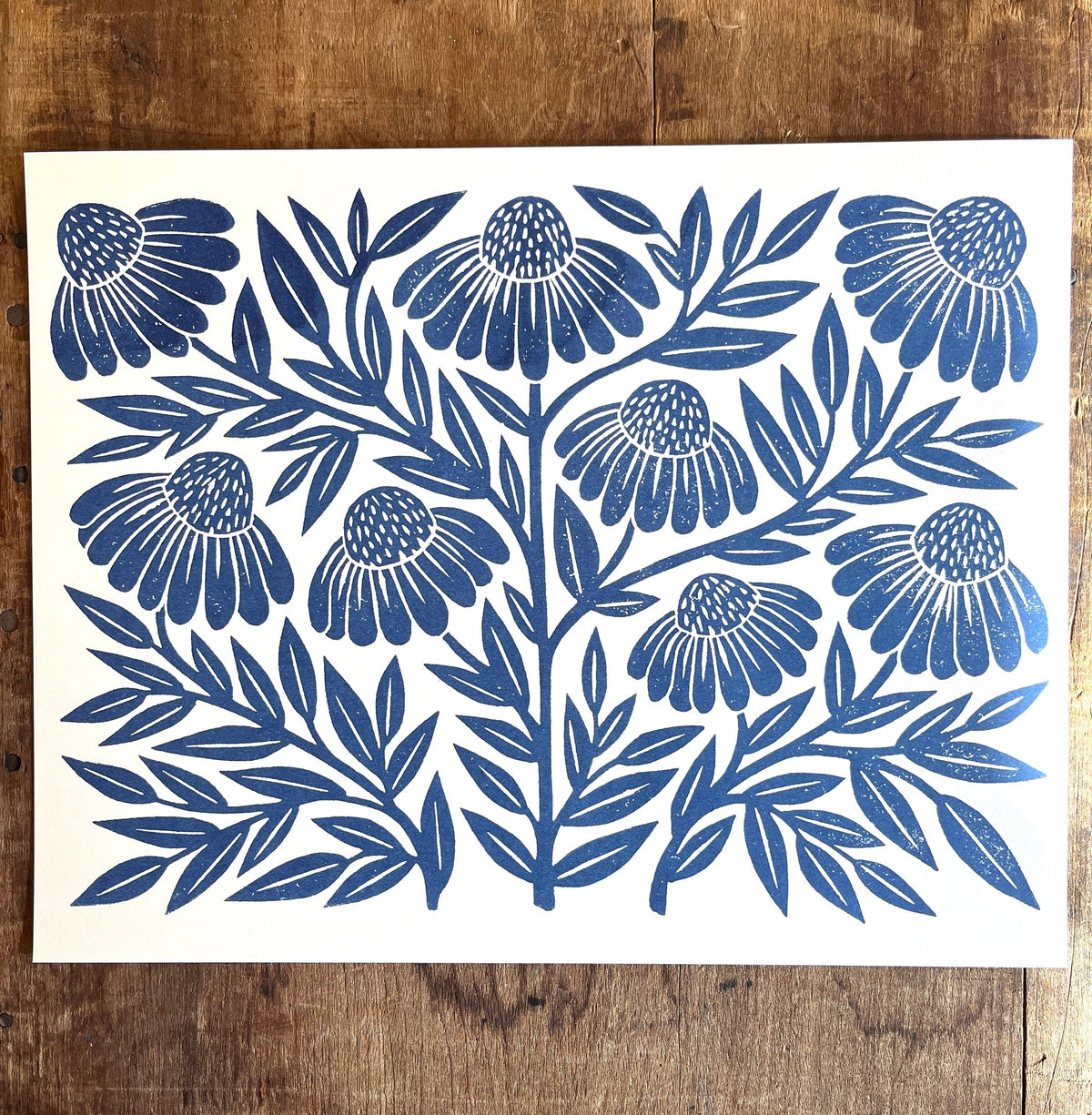 Katharine Watson - Garden Series: Navy Echinacea Risograph Print