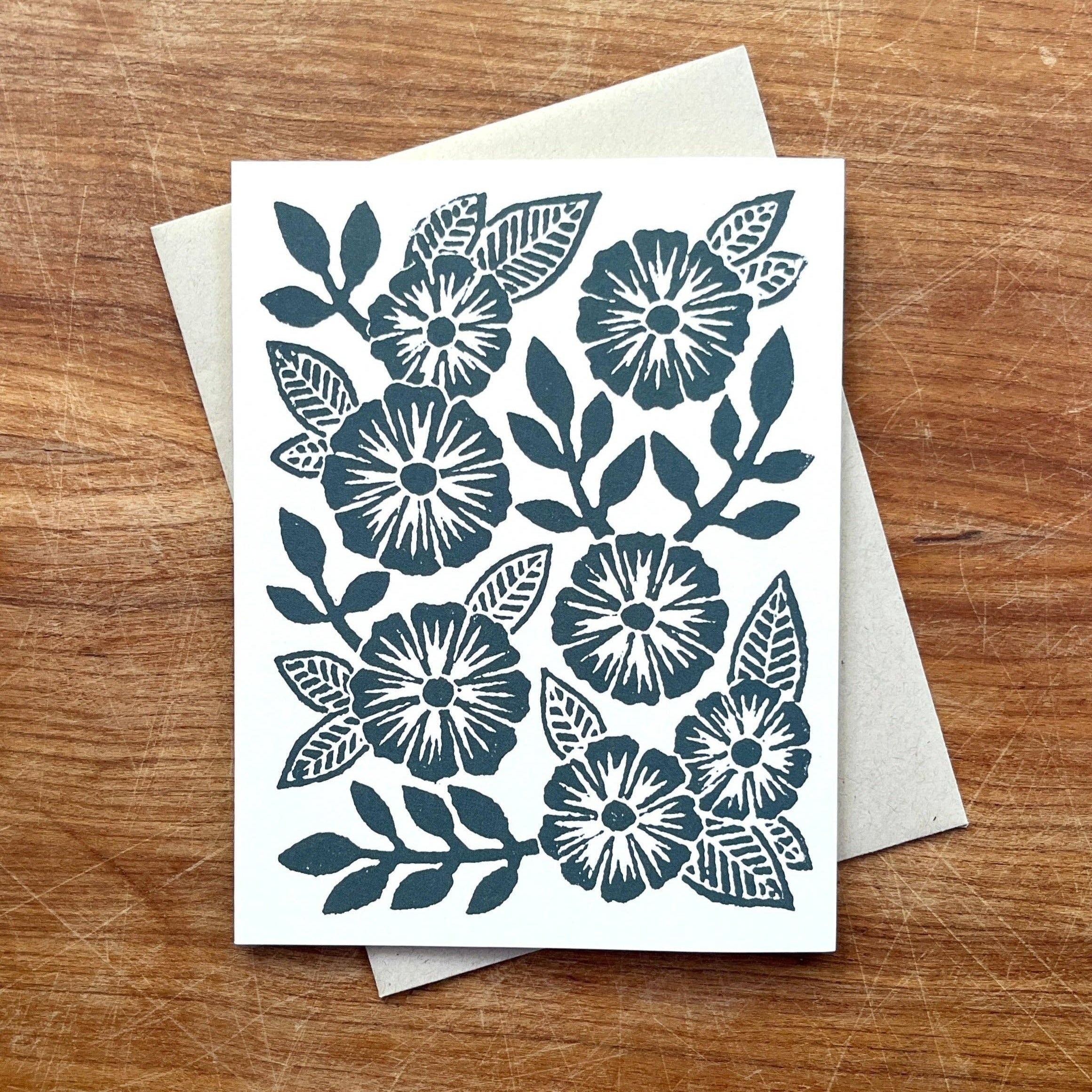 Katharine Watson Deep Teal Botanical Blank Greeting Cards — Set of Six