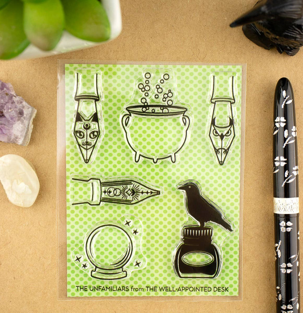 The Well-Appointed Desk - The Unfamiliars - 3"x4" Clear Witchy Stamp Set (6 designs)