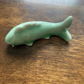 Jade Green ceramic carp pen rest with glossy green glaze