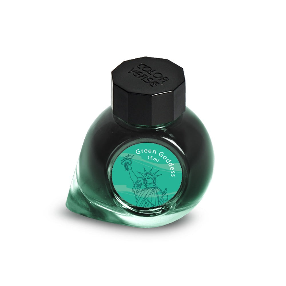 Colorverse Green Goddess (New York) 15 mL blue-green fountain pen ink, USA Special Series bottle