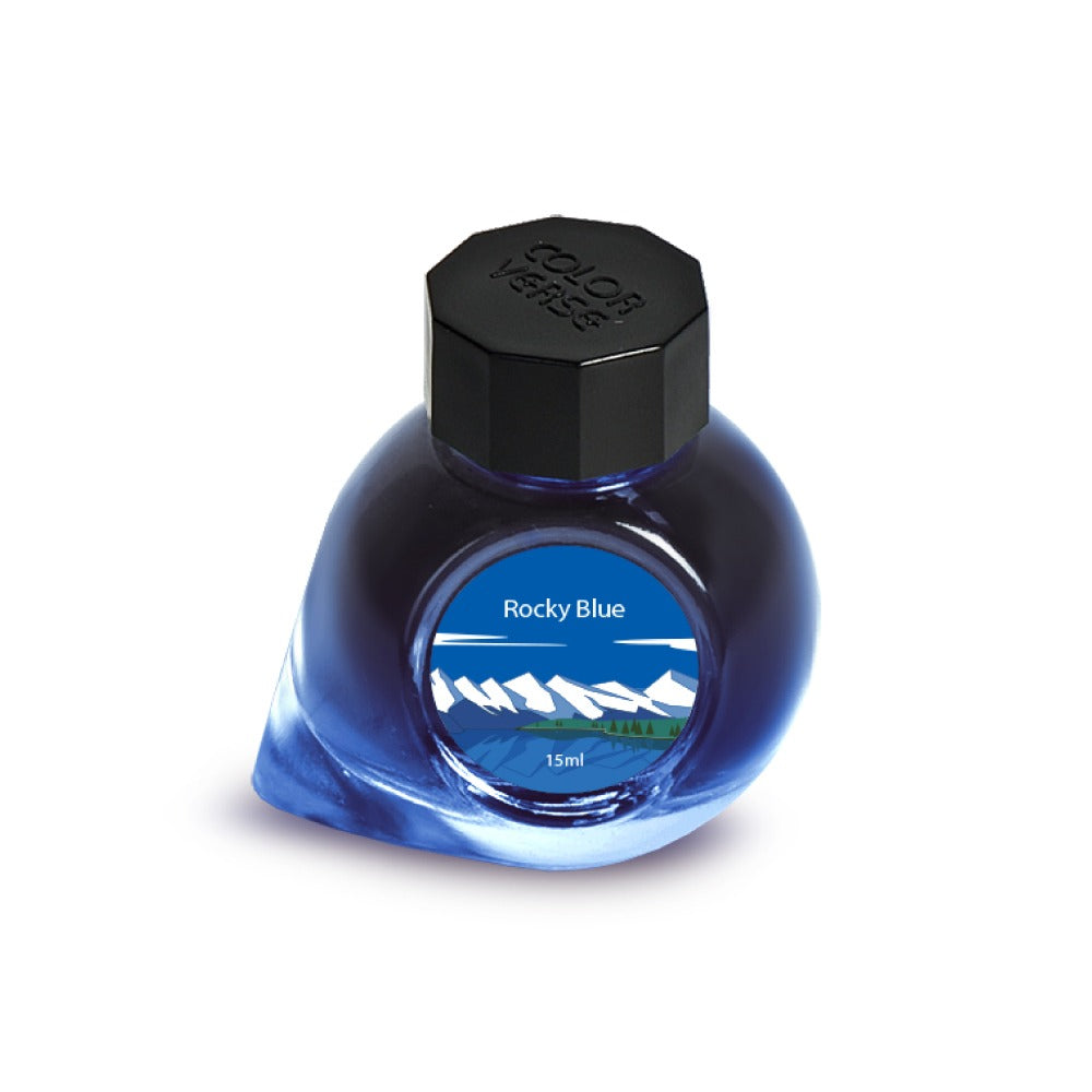 Colorverse Rocky Blue (Colorado) 15 mL medium blue fountain pen ink, USA Special Series bottle