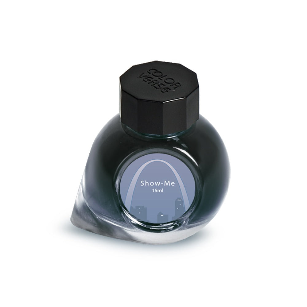Colorverse Show Me (Missouri) 15 mL blue-gray fountain pen ink, USA Special Series bottle