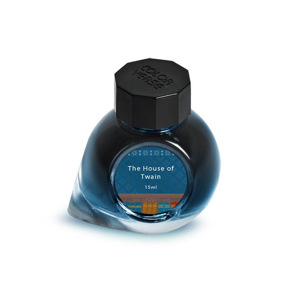 Colorverse The House of Twain (Connecticut) 15 mL ultramarine navy fountain pen ink, USA Special Series bottle
