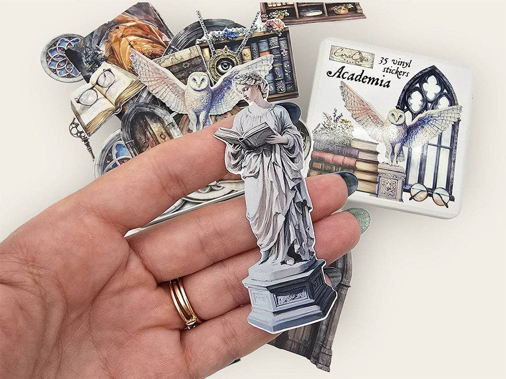 Literary and dark academia stickers from the CoraCreaCrafts Academia collection