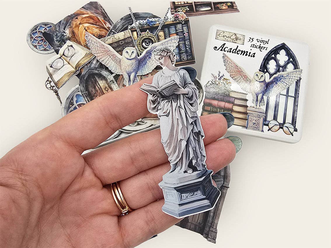 Literary and dark academia stickers from the CoraCreaCrafts Academia collection