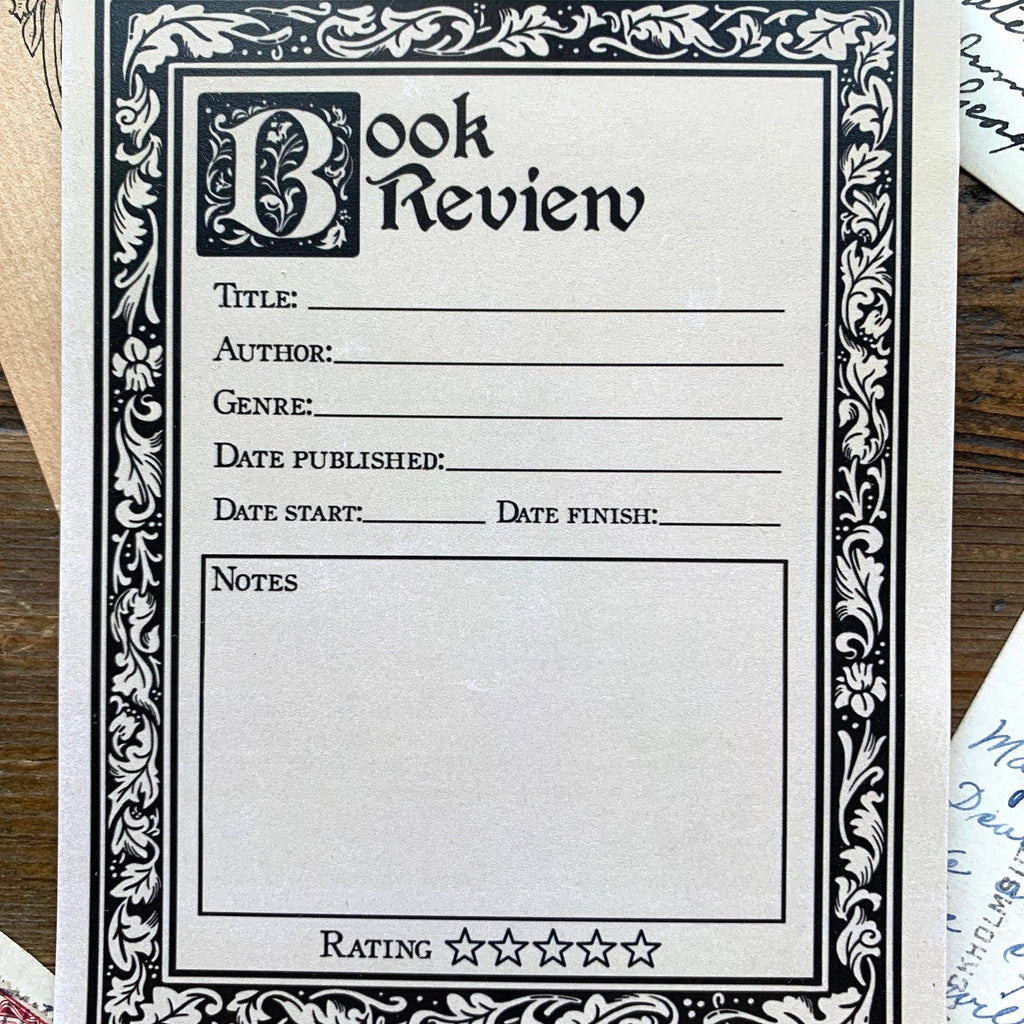 The Creeping Moon Book Review Notepad, detail view