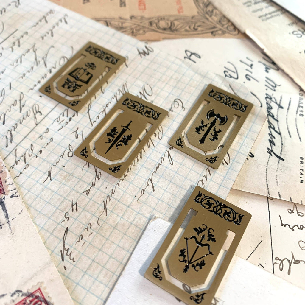 The Creeping Moon brass page markers, additional product view
