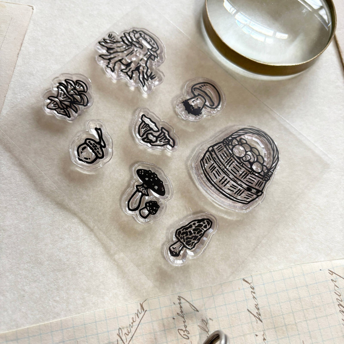 The Creeping Moon Foraging clear stamp set, mushroom stamp detail