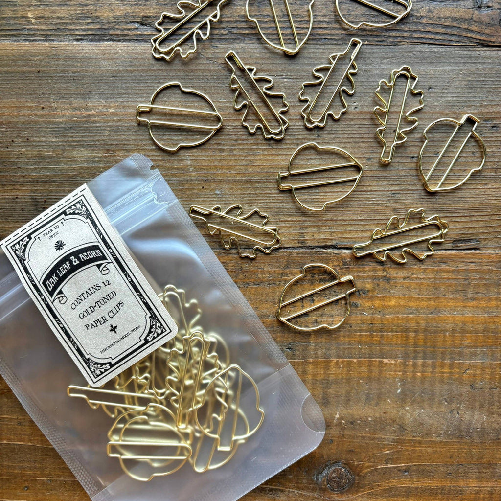 The Creeping Moon oak leaf and acorn paper clips, set of twelve