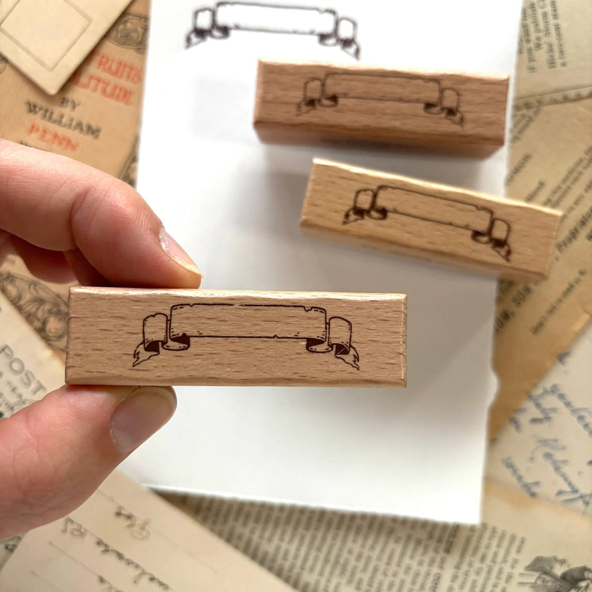 The Creeping Moon Scroll Banner rubber stamp, additional product view