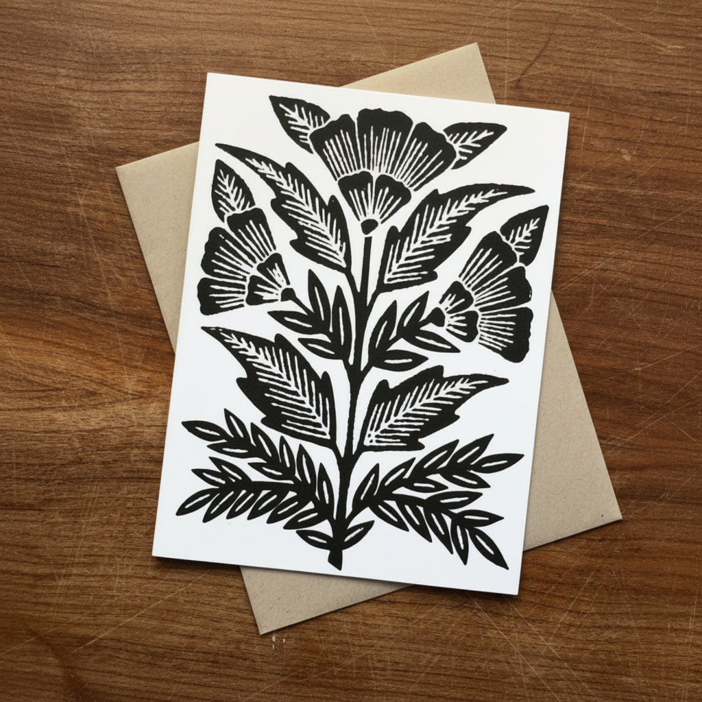 Katharine Watson Black Botanical Blank Greeting Card — Set of Six