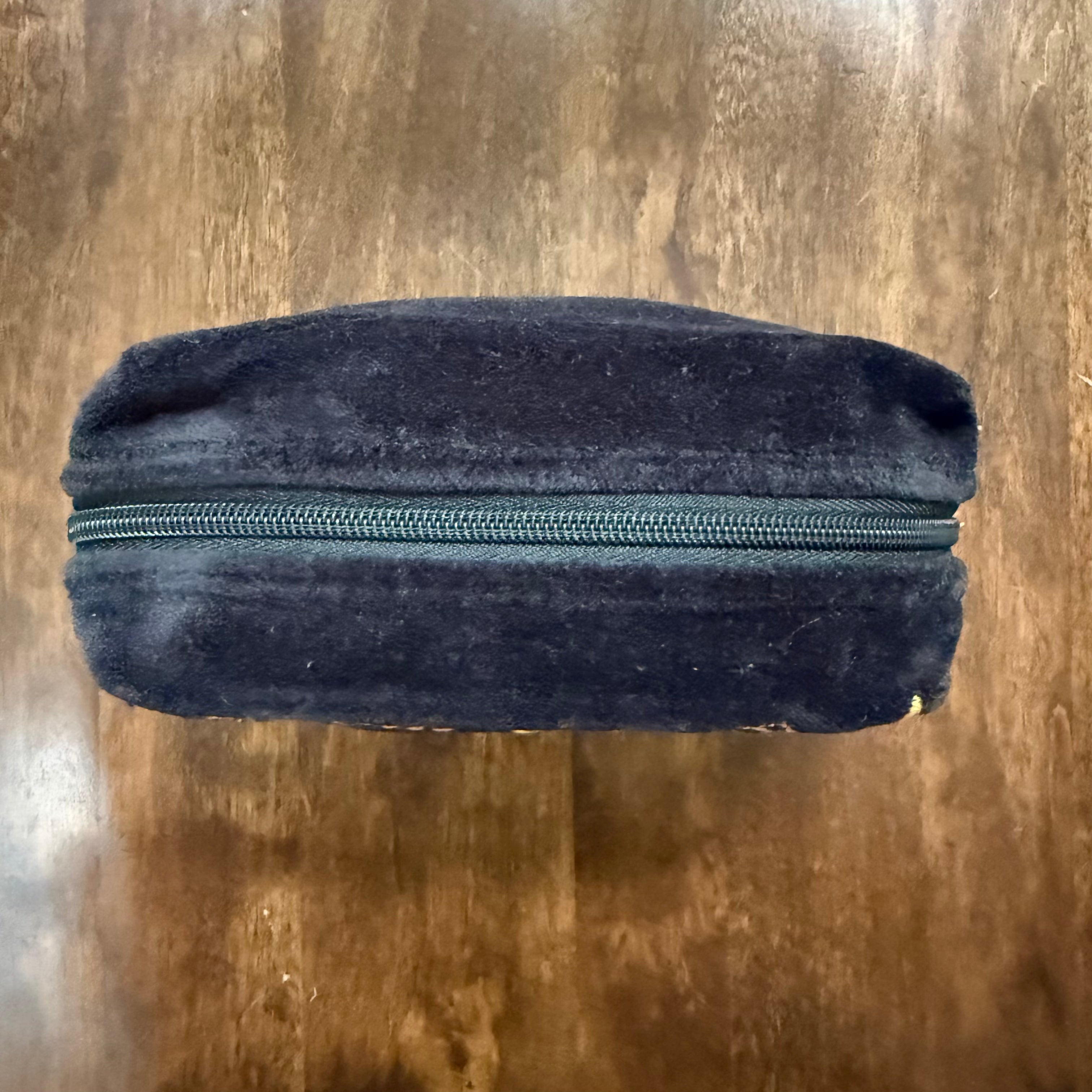 Top view of Danica Studio Amulet velvet pouch with zippered closure
