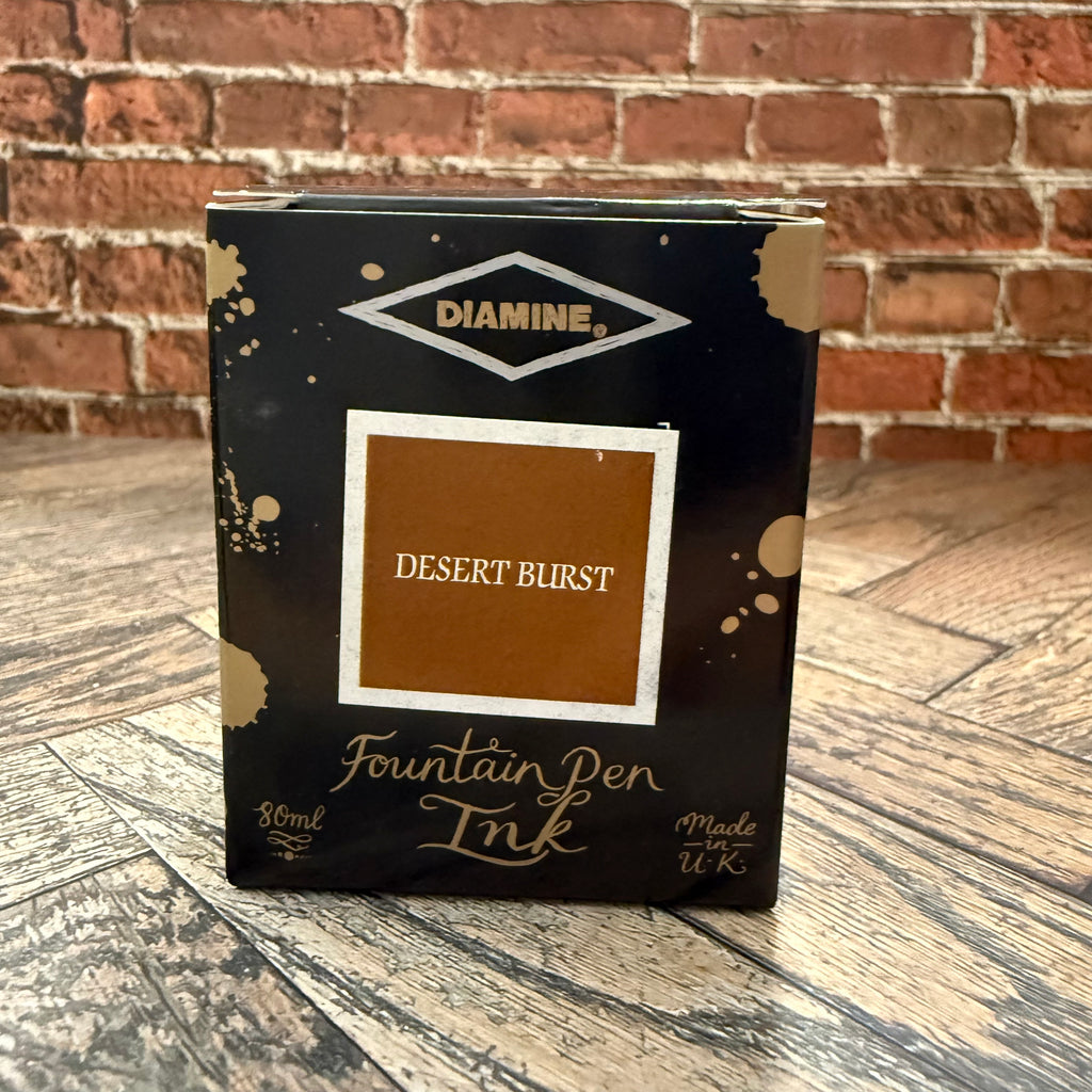 Diamine Desert Burst 80 mL fountain pen ink box, black with gold ink splashes