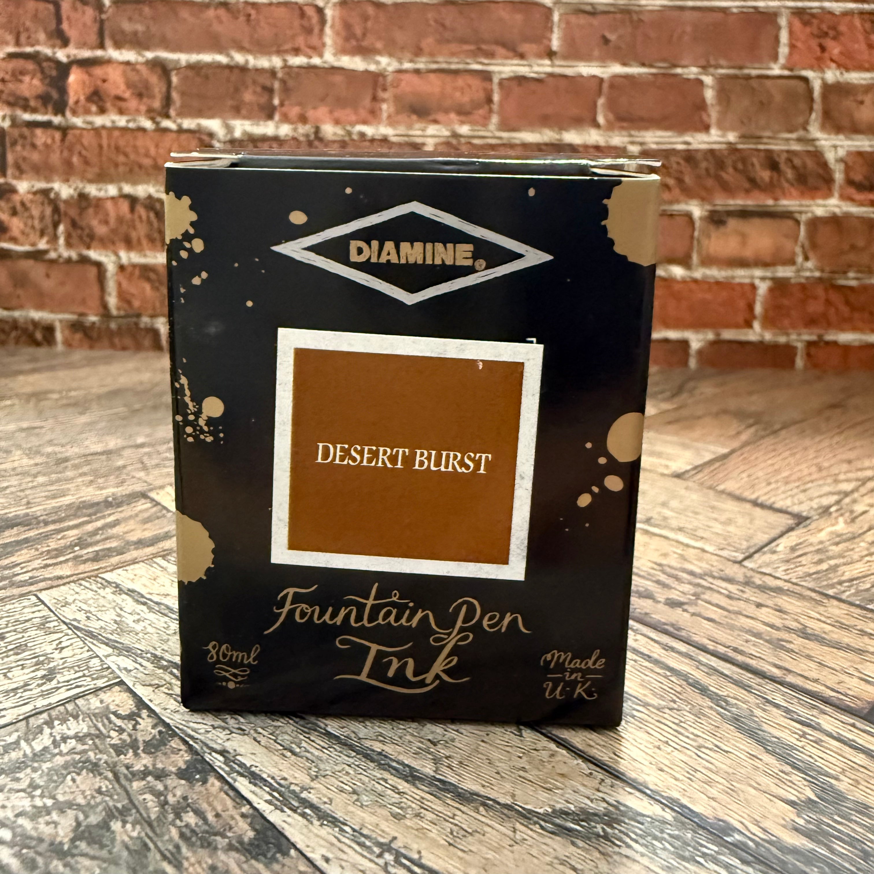 Diamine Desert Burst 80 mL fountain pen ink box, black with gold ink splashes