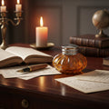 Amber Swirl Glass Inkwell