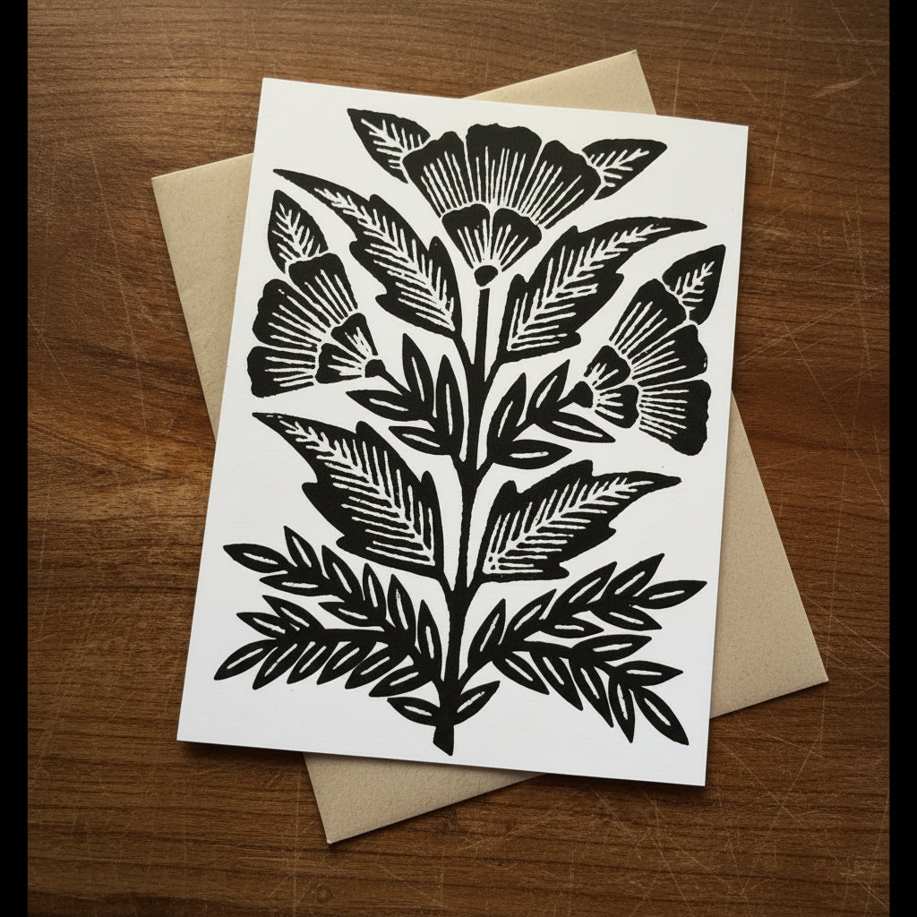 Katharine Watson Black Botanical Blank Greeting Card — Set of Six