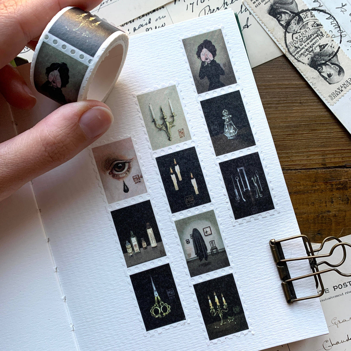 The Creeping Moon Haunted Victorian Manor Stamp Washi Tape — 25 mm × 5 m